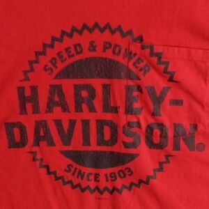 Harley-Davidson Red and Black Short Sleeve Pocket Tee Men’s Large